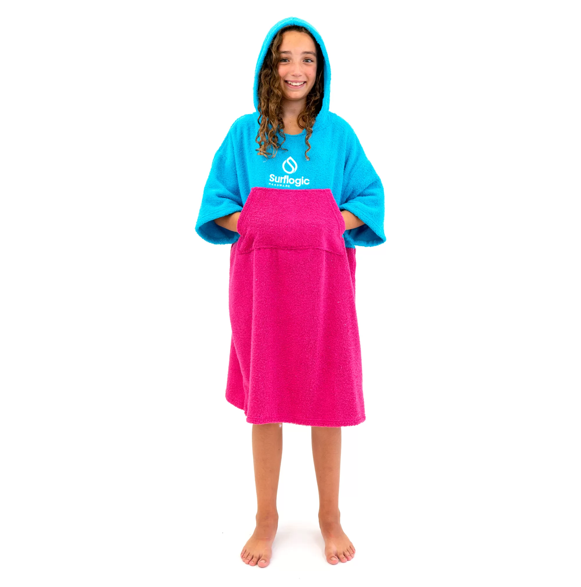 Surflogic Ponchos>Poncho Cyan & Rose Fluo (Junior)